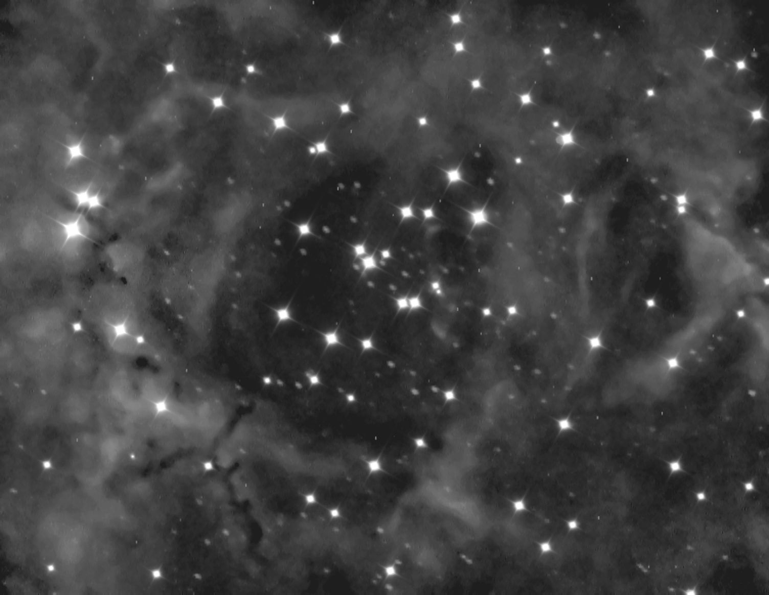 Heart of Rosette Nebula in H-alpha extra narrowband