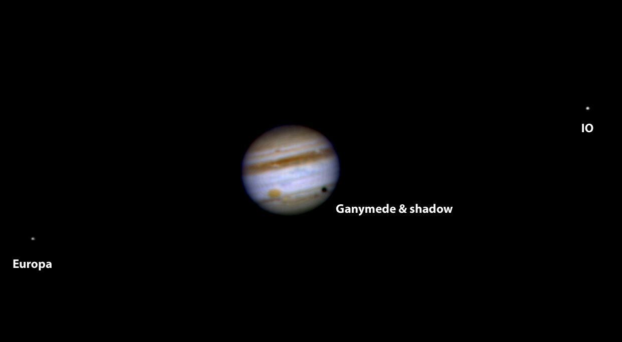 Jupiter with Ganymede, Europa and IO moons