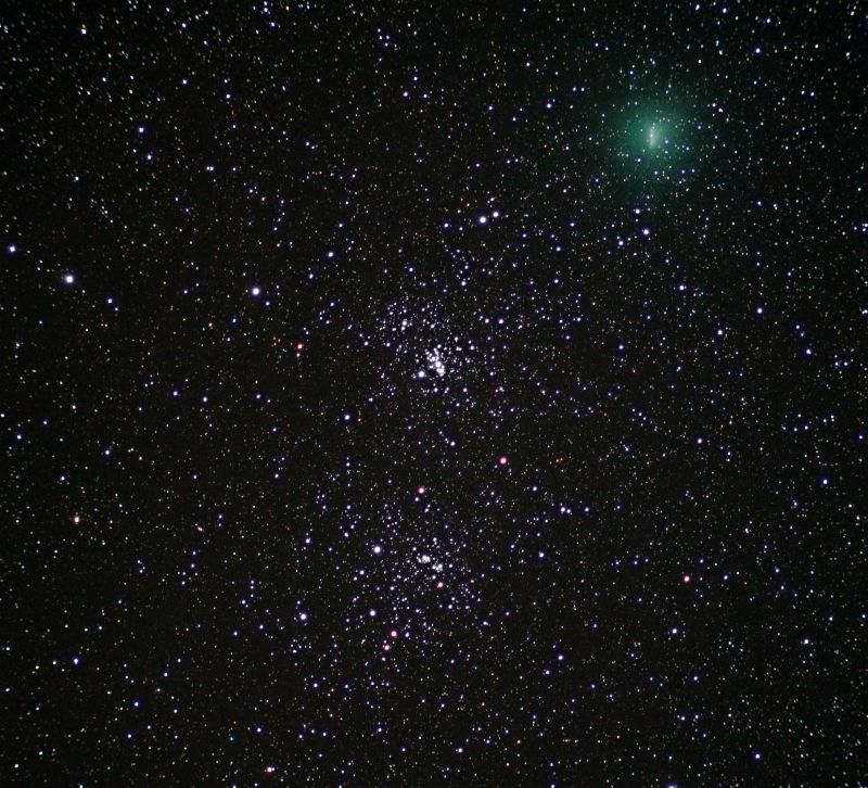 Comet 103P/Hartley and the Double Cluster in Perseus