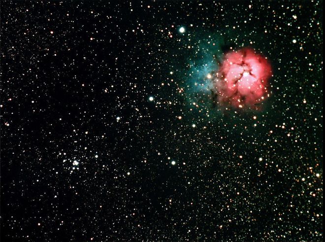 M20 and M21, The Trifid Nebula/Open Cluster