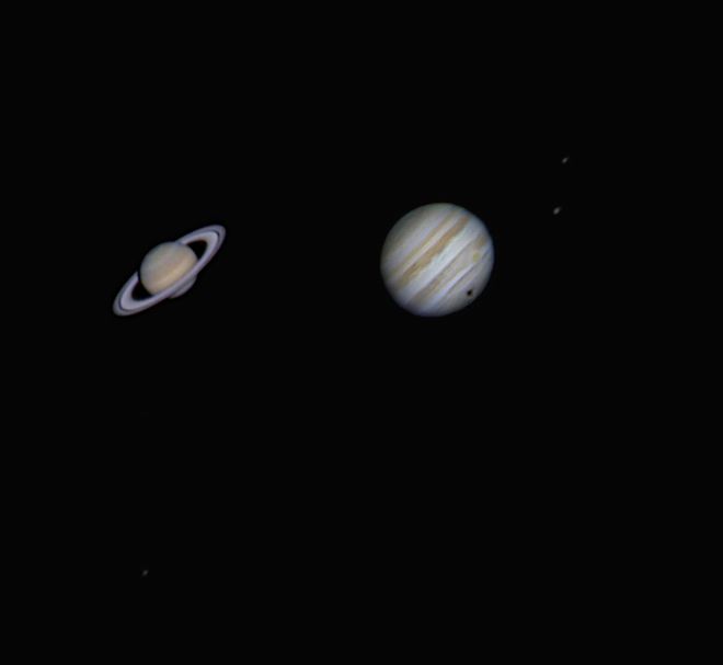 Jupiter and Saturn with Ganymede shadow transit at US Store