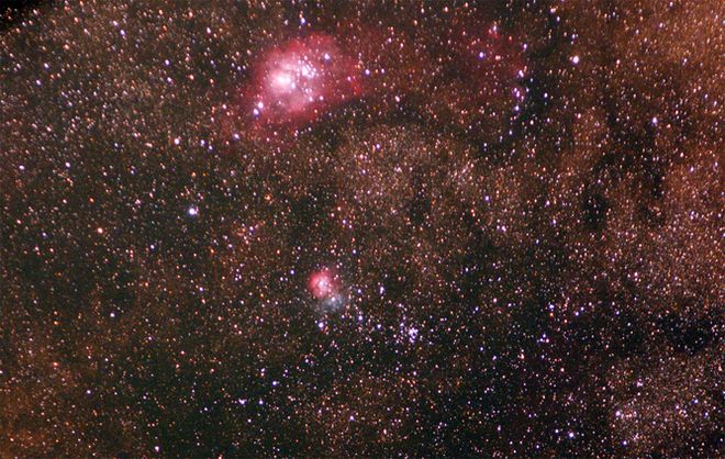 M8 and M20 - Lagoon and Trifid Nebula in the Milky Way